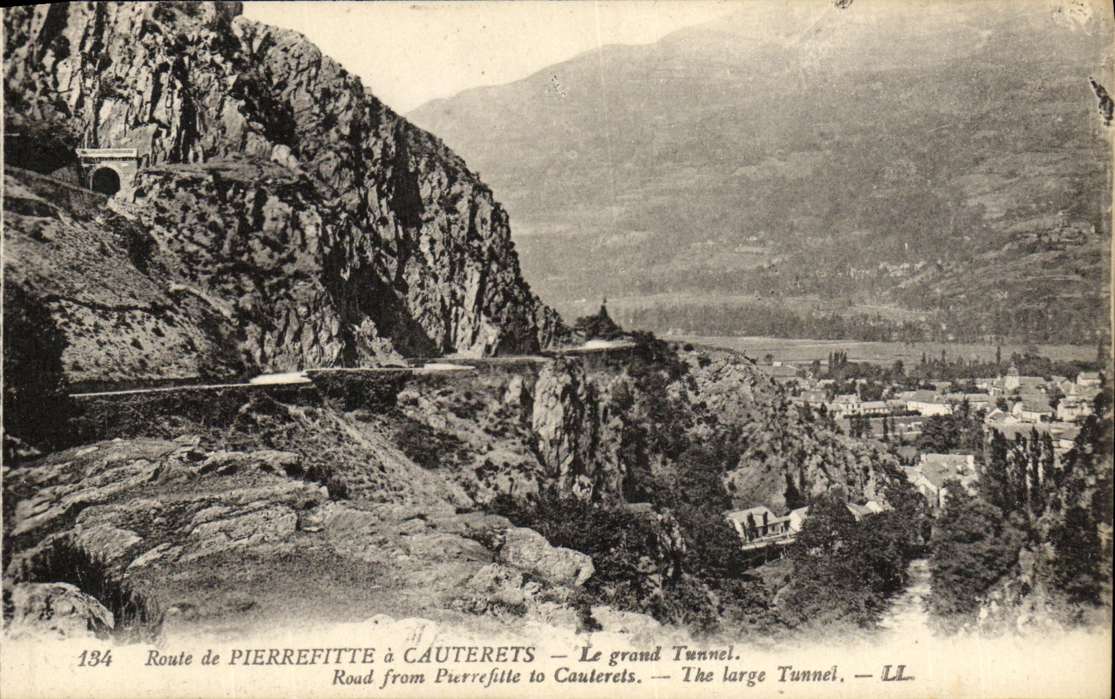 VINTAGE POSTCARD Route of Pierrefitte has Cauterets the Large Tunnel