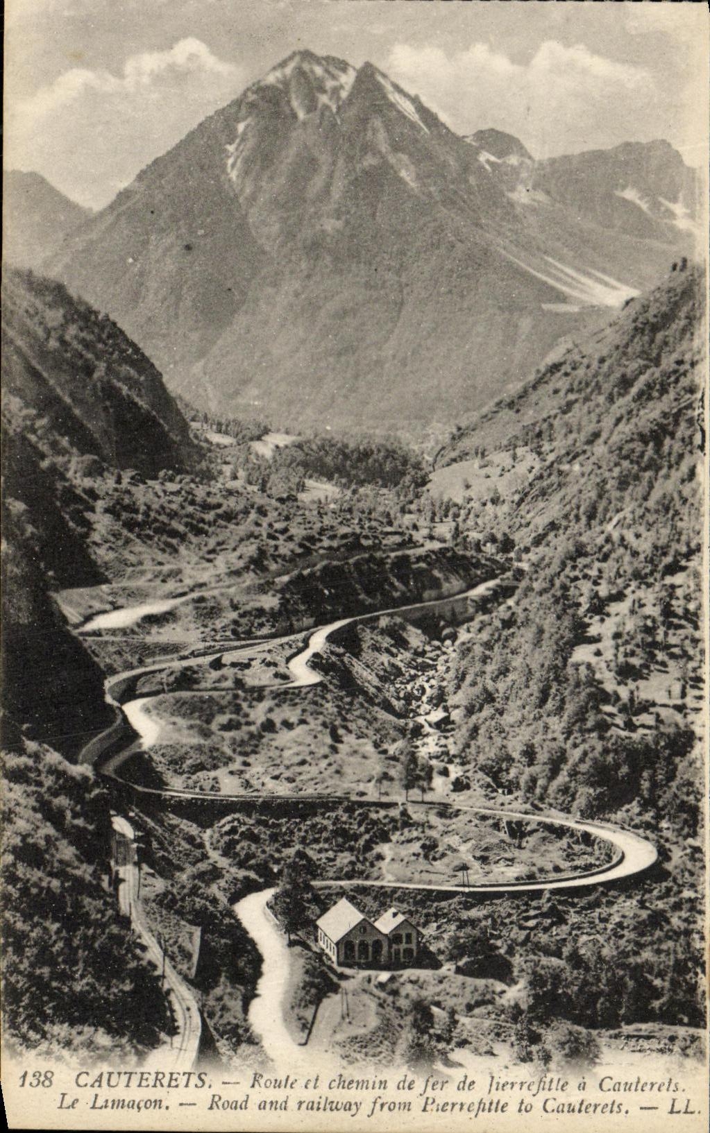 VINTAGE POSTCARD Cauterets Road and Chemin of Pierrefitte have Cauterets