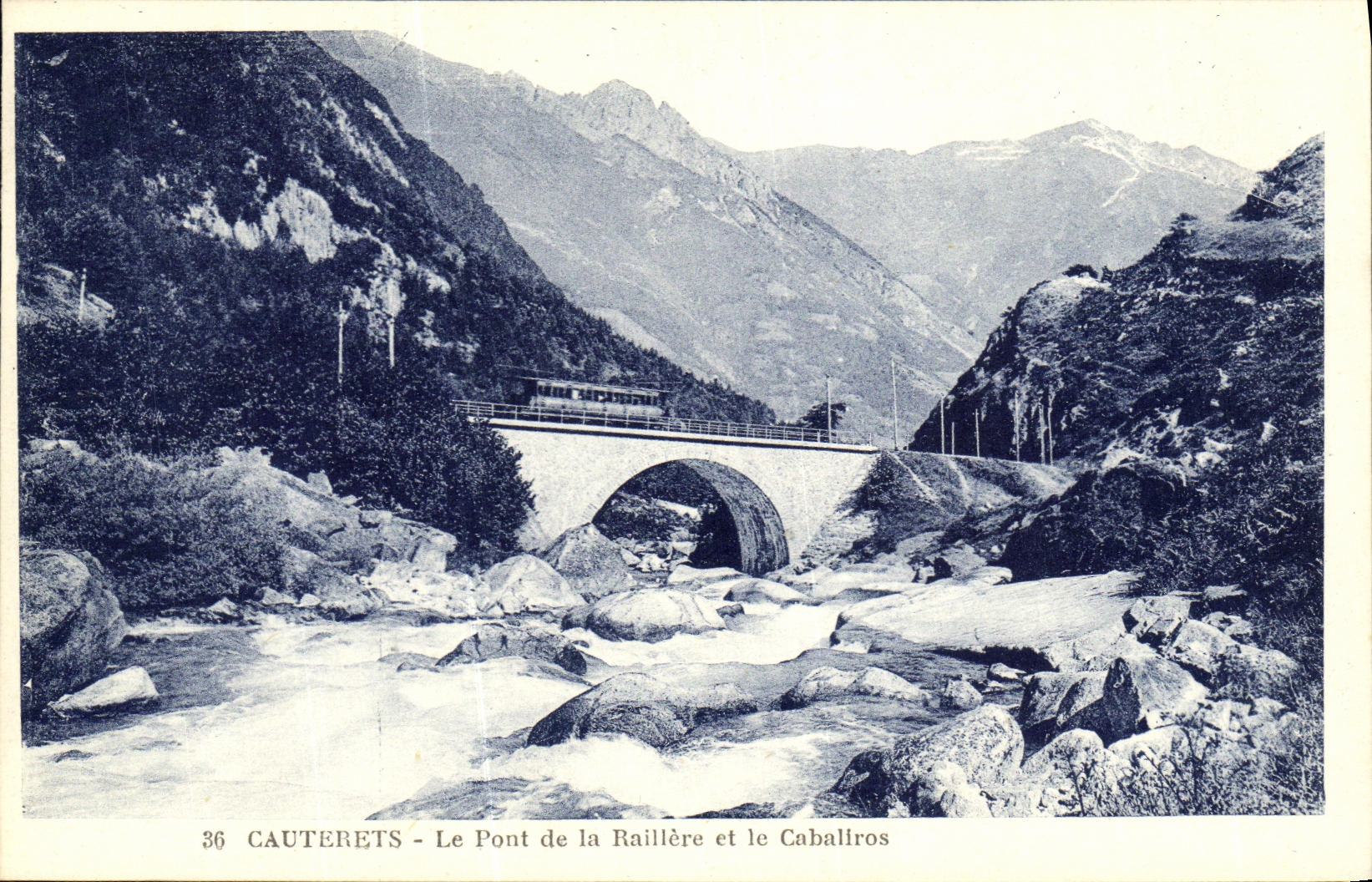 VINTAGE POSTCARD Cauterets the Bridge of Raillere and Cabaliros