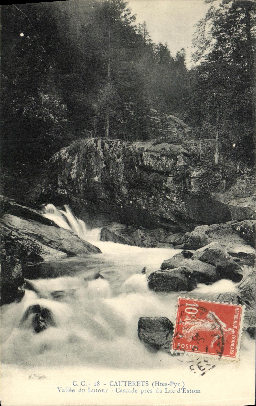 VINTAGE POSTCARD Cauterets Vallee of Latour Cascades close to the Lake D Estom