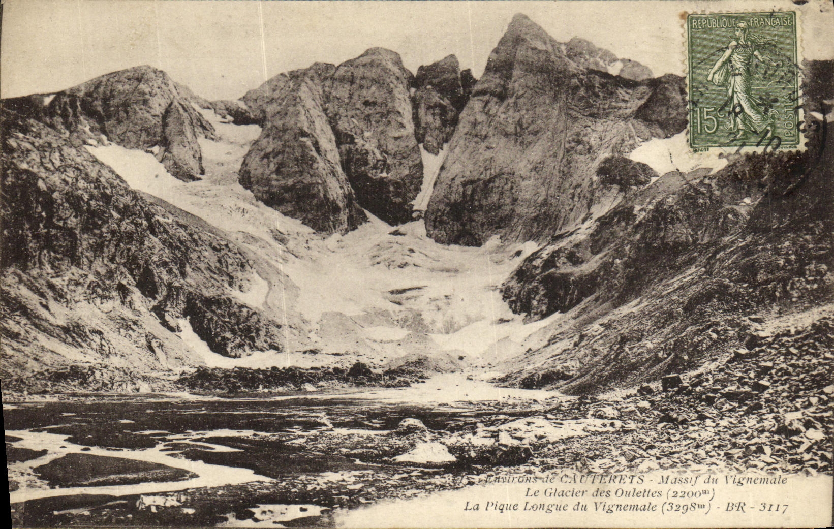 VINTAGE POSTCARD Massive Cauterets of Vignemale the glacier of Oulettes the long spade of Vignemale
