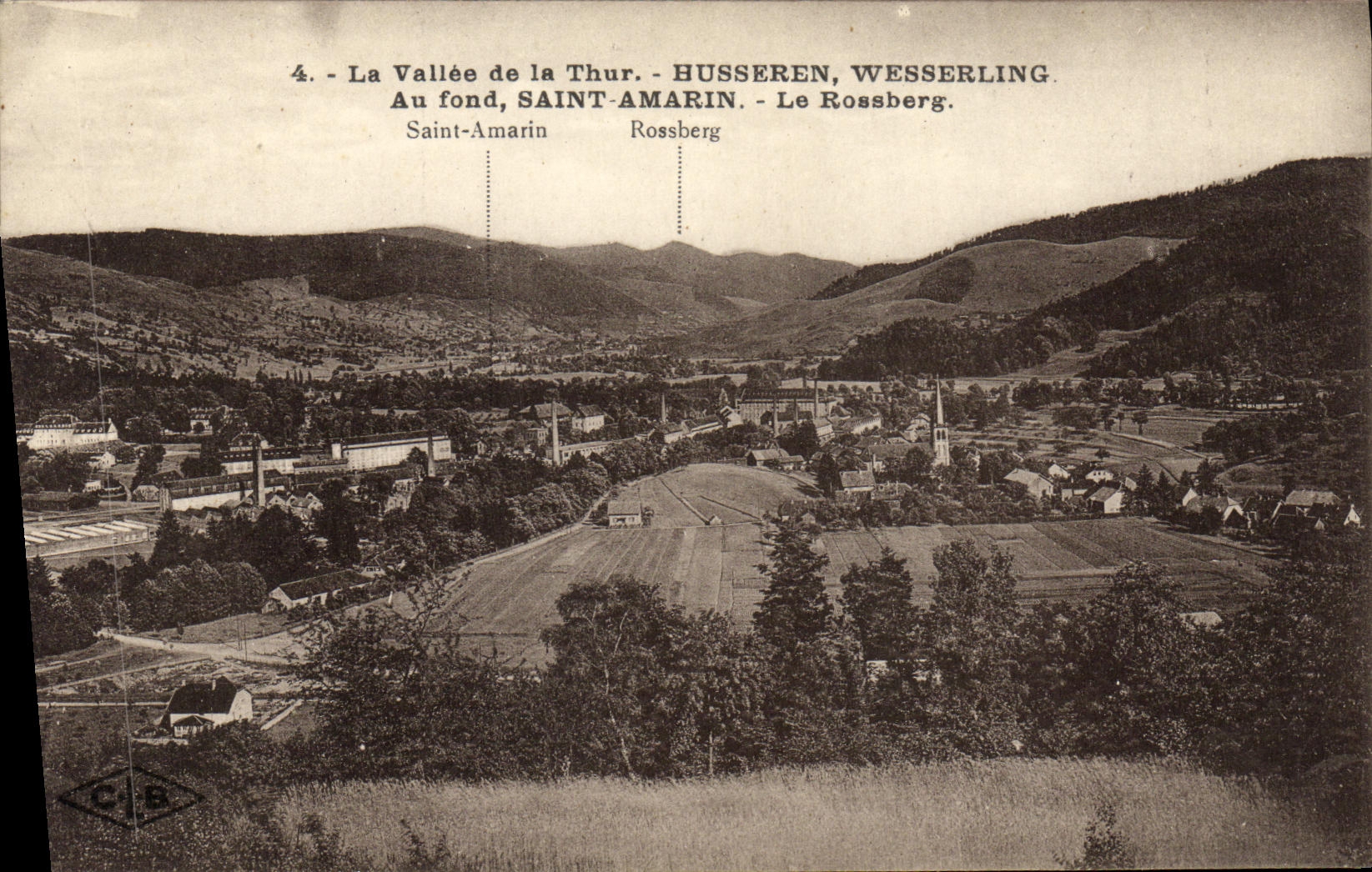 VINTAGE POSTCARD the Valley of the Thur Busseren Wesserling Holy Amarin Rossberg