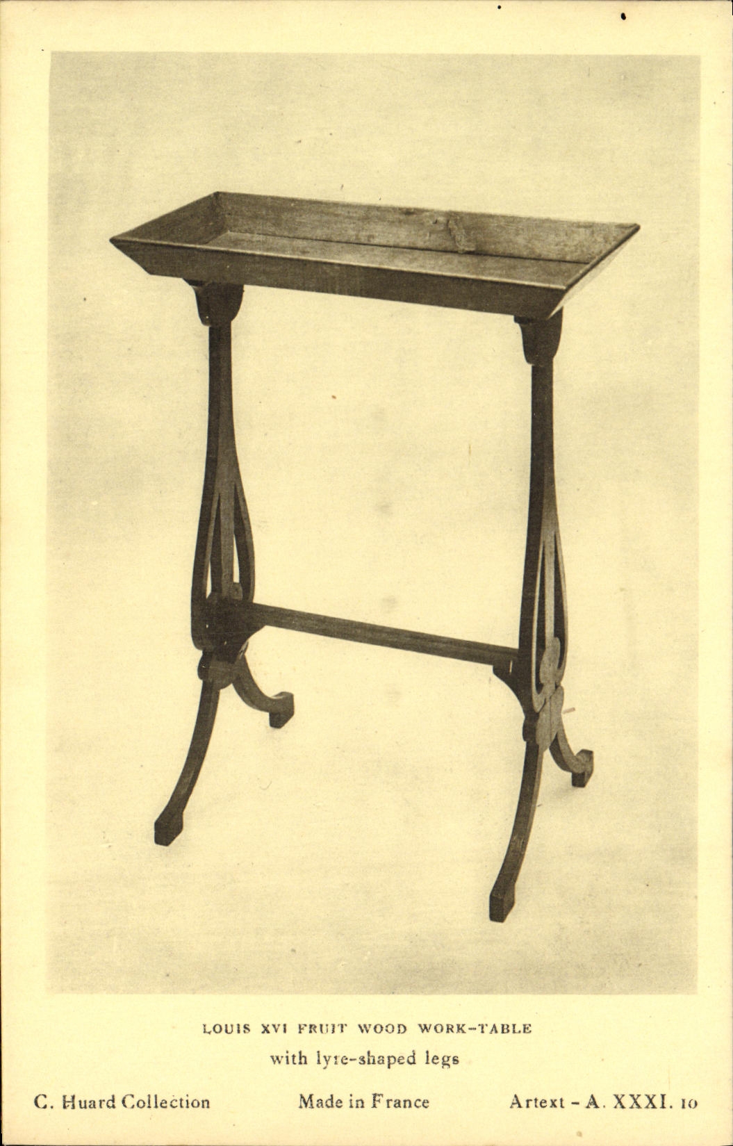 CPA Louis XVI Wood Work Table with lyre shaped legs
