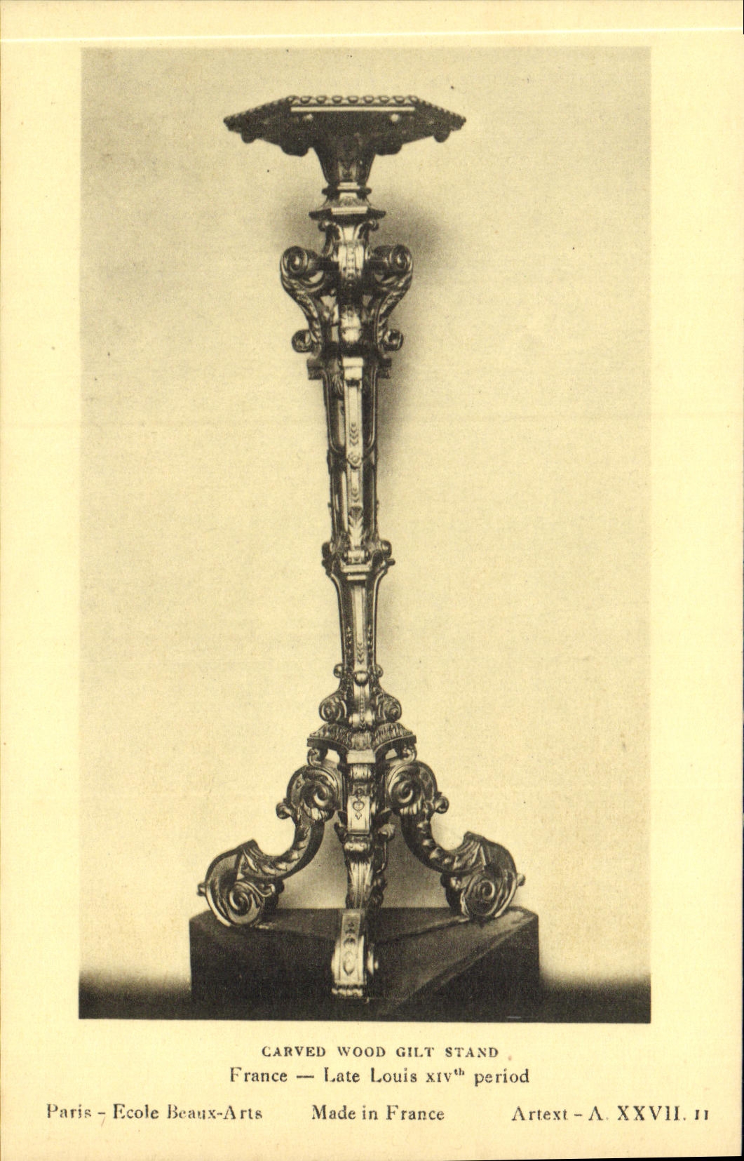 CPA Carved Wood Gilt Statnd Ftance Late Louis XlV period Paris ecole des Beaux Arts