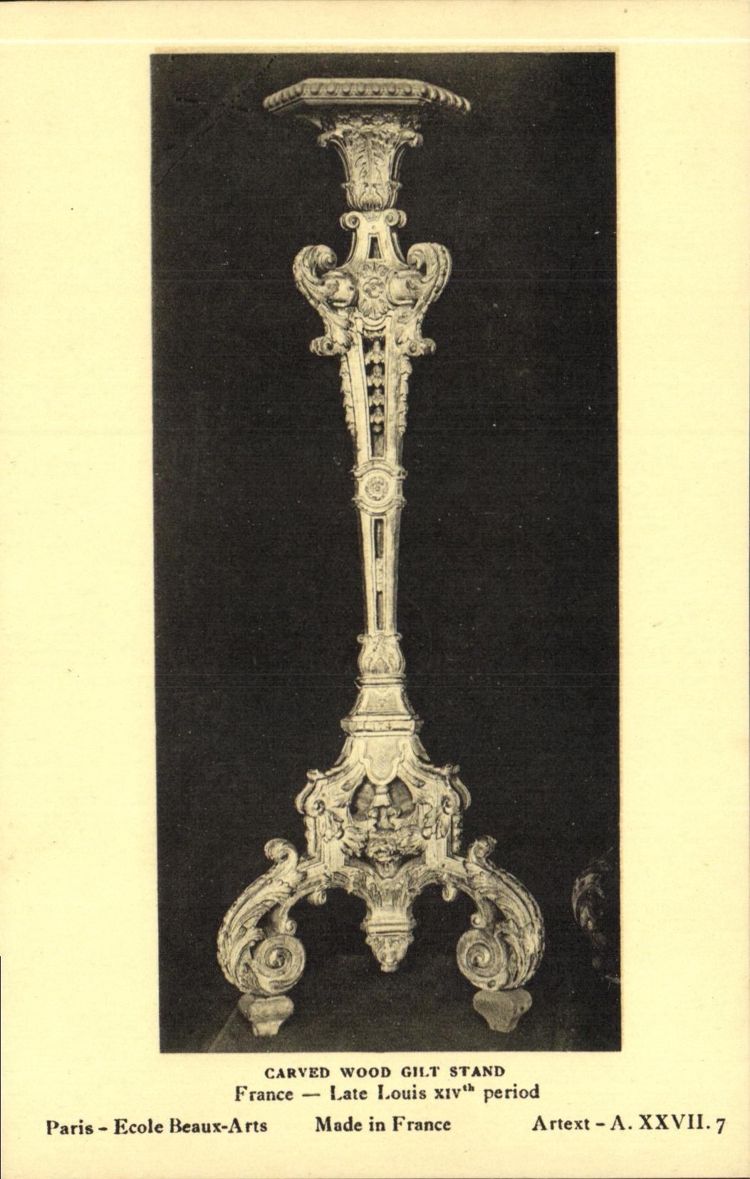 CPA Carved Wood Gilt Statnd Ftance Late Louis XlV period Paris ecole des Beaux Arts