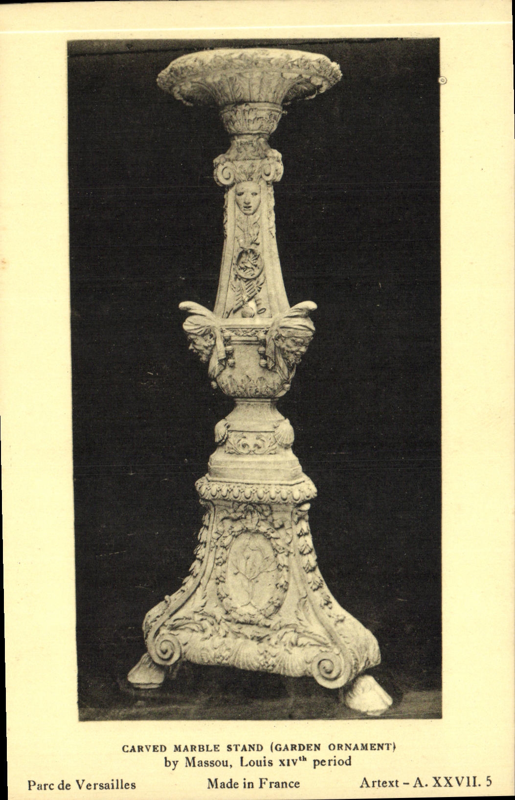 CPA Carved Marble Stand by Massou Louis XlV th period Parc de Versailles