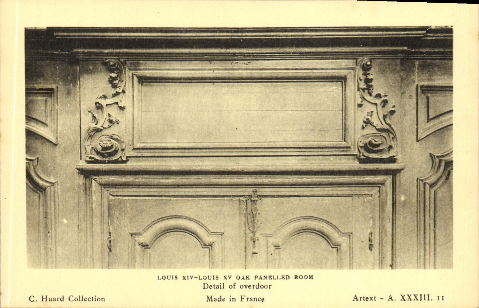 CPA Louis XIV Louis XV Oak Panelled Room Detail of Cupboard