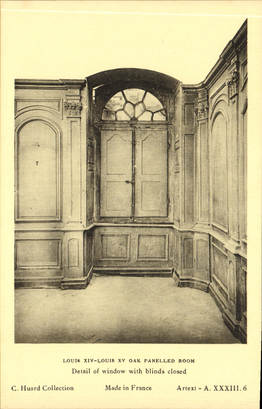 CPA Louis XIV Louis XV Oak Panelled Room Datials of window with bilinds closed
