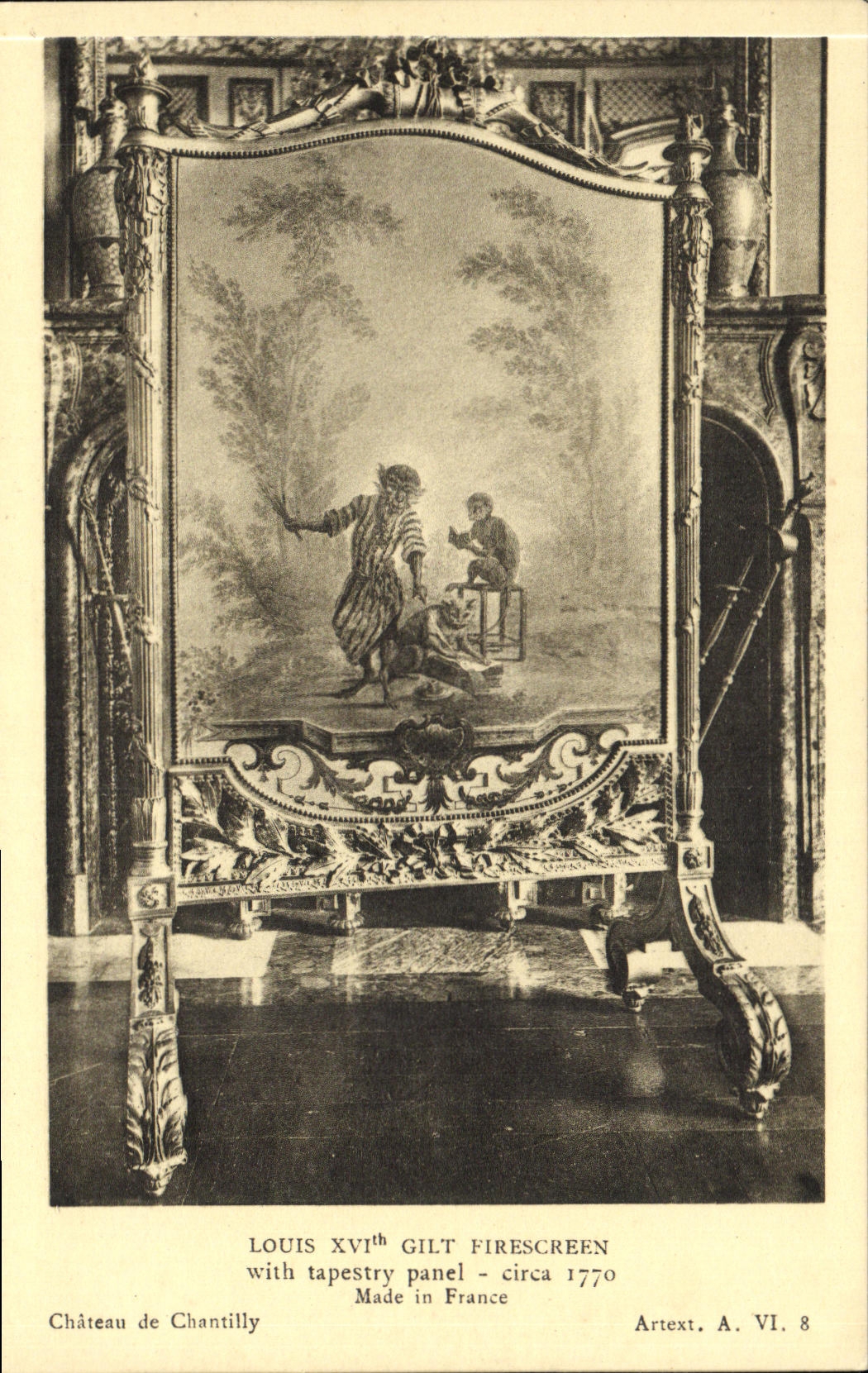 CPA Louis XVI th Gilt Firescreen with tapestry panel ciraca Chateau de Chantilly