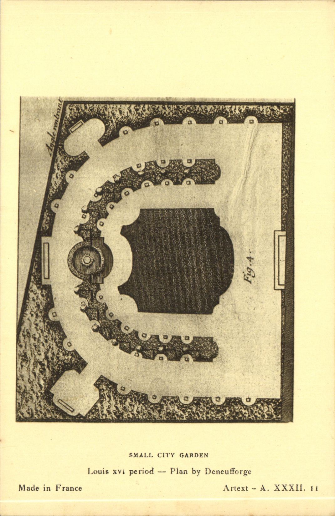 CPA Small City Garden Louis XVI period Plan by Deneufforge