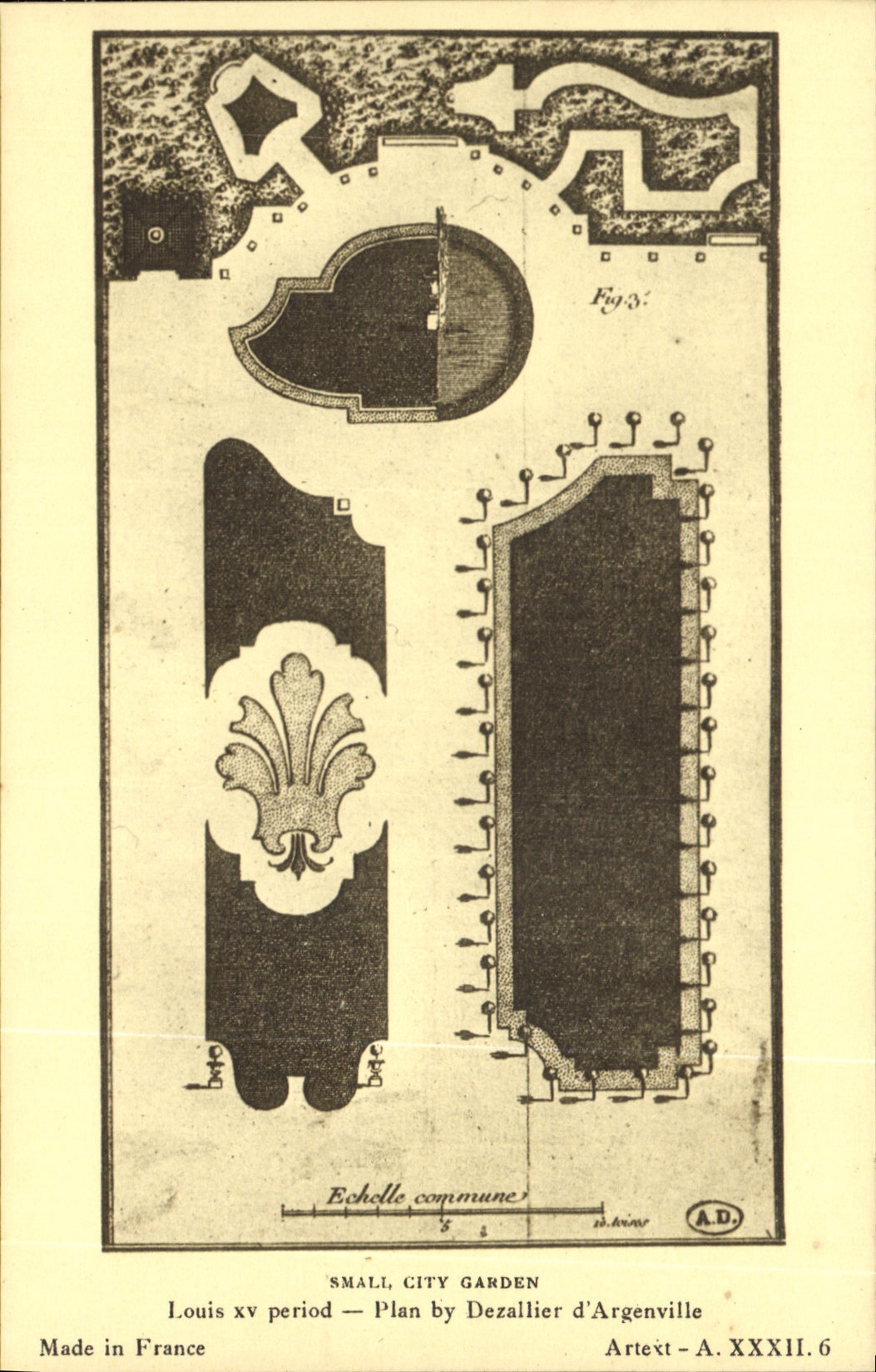 CPA Small City Garden Louis XV period Plan by Dezallier d Argenville