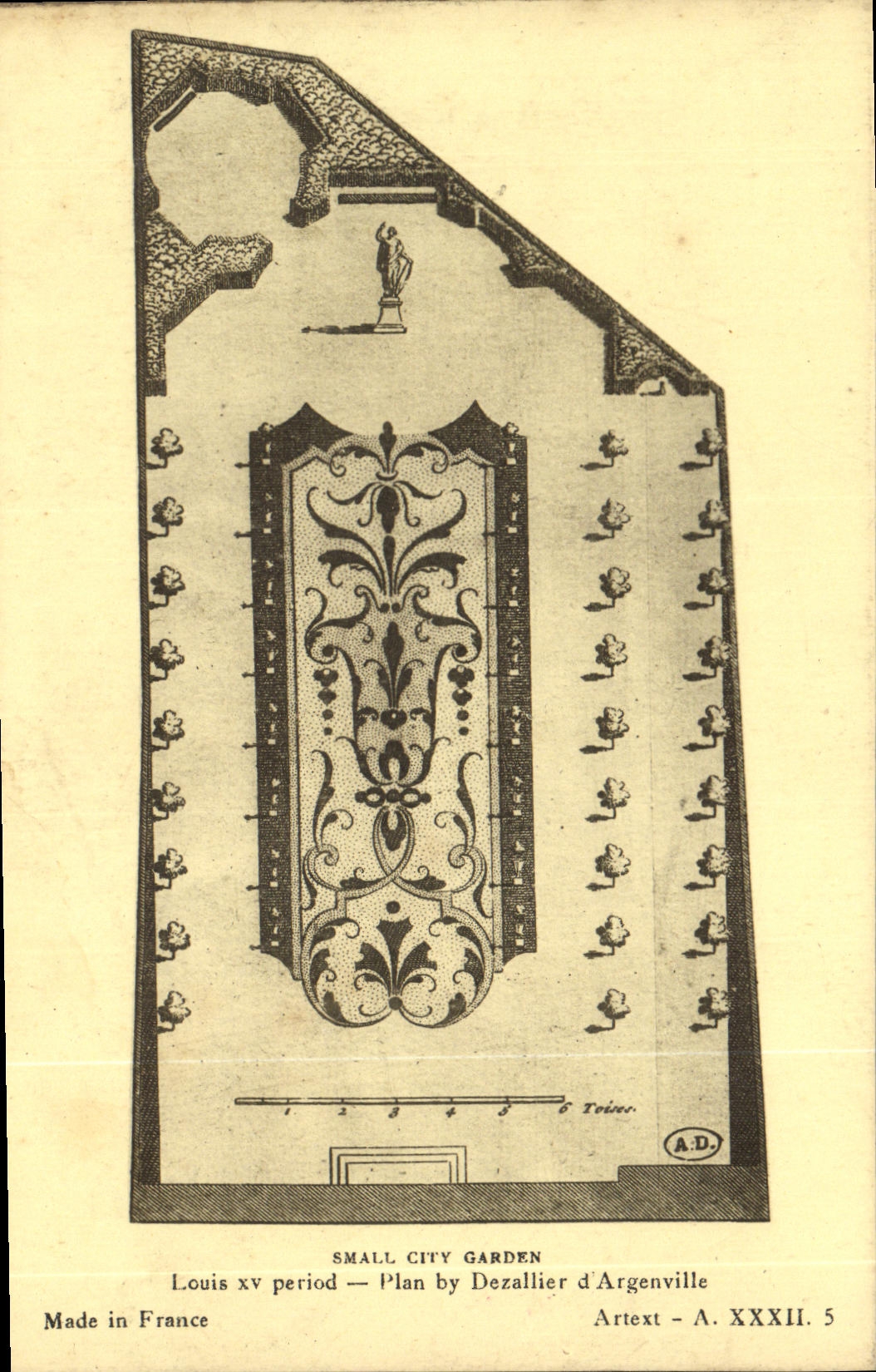 CPA Small City Garden Louis XV period Plan by Dezallier d Argenville