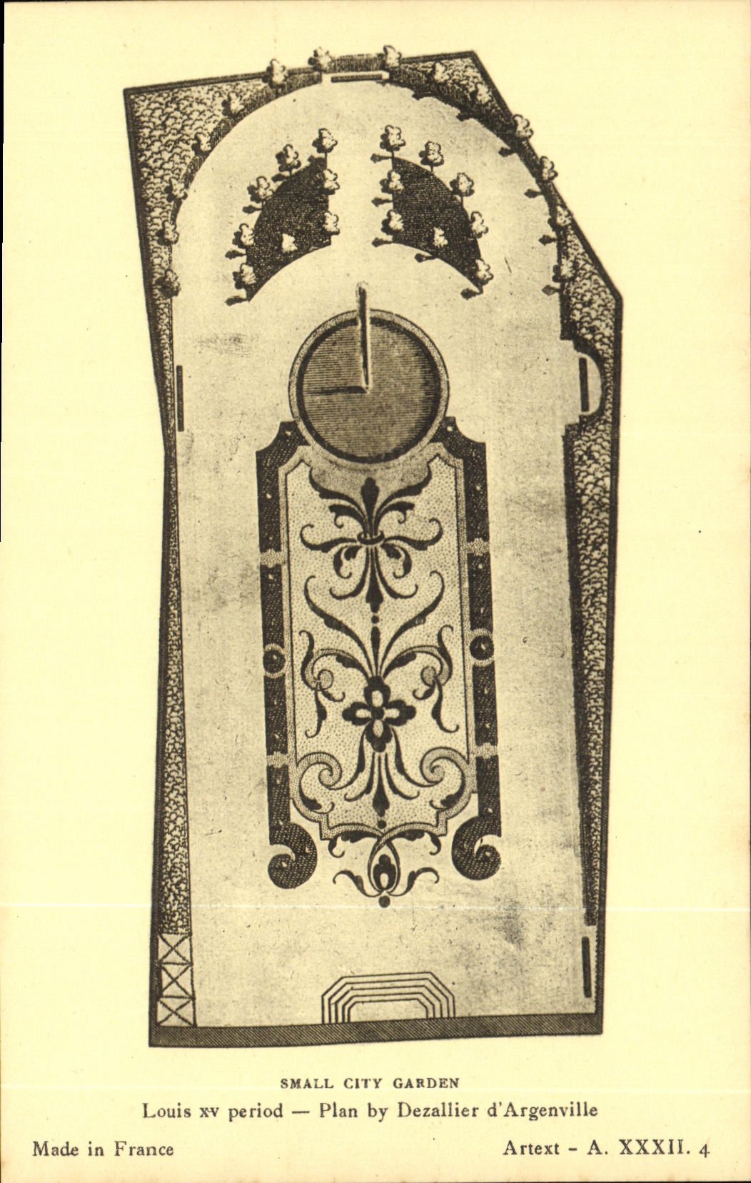 CPA Small City Garden Louis XV period Plan by Dezallier d Argenville