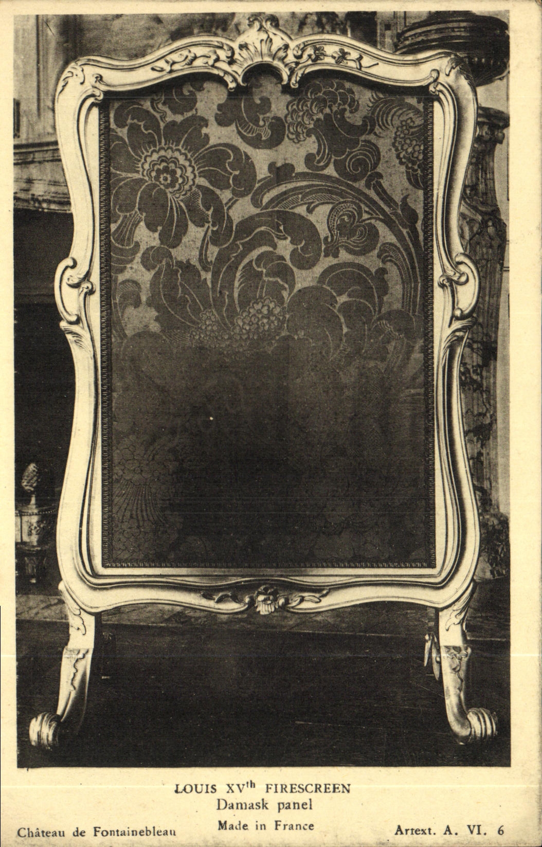 CPA Louis XV th Firescreen Damask panel Chateau de Fontainebleau