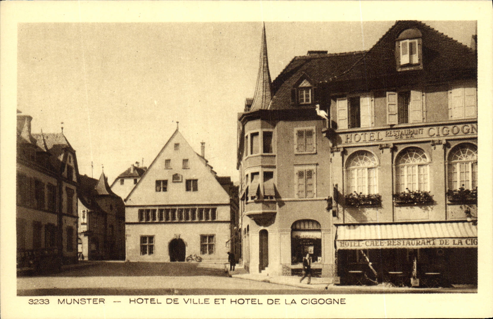 VINTAGE POSTCARD Munster Town hall and hotel of the Stork