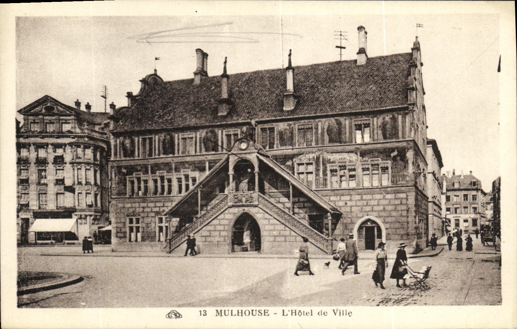 VINTAGE POSTCARD Mulhouse L Town hall