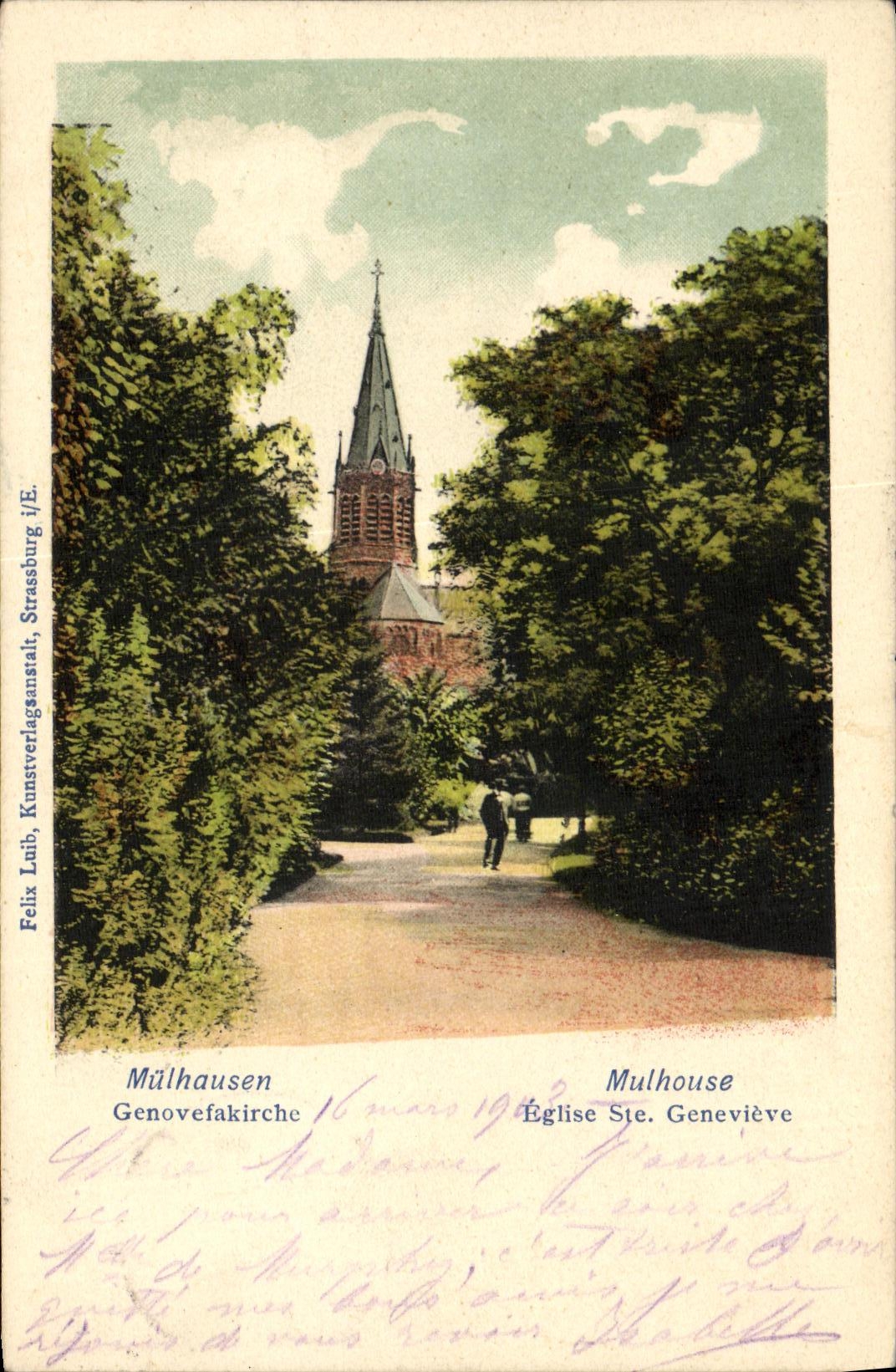 VINTAGE POSTCARD Mulhouse Church co  Genevieve
