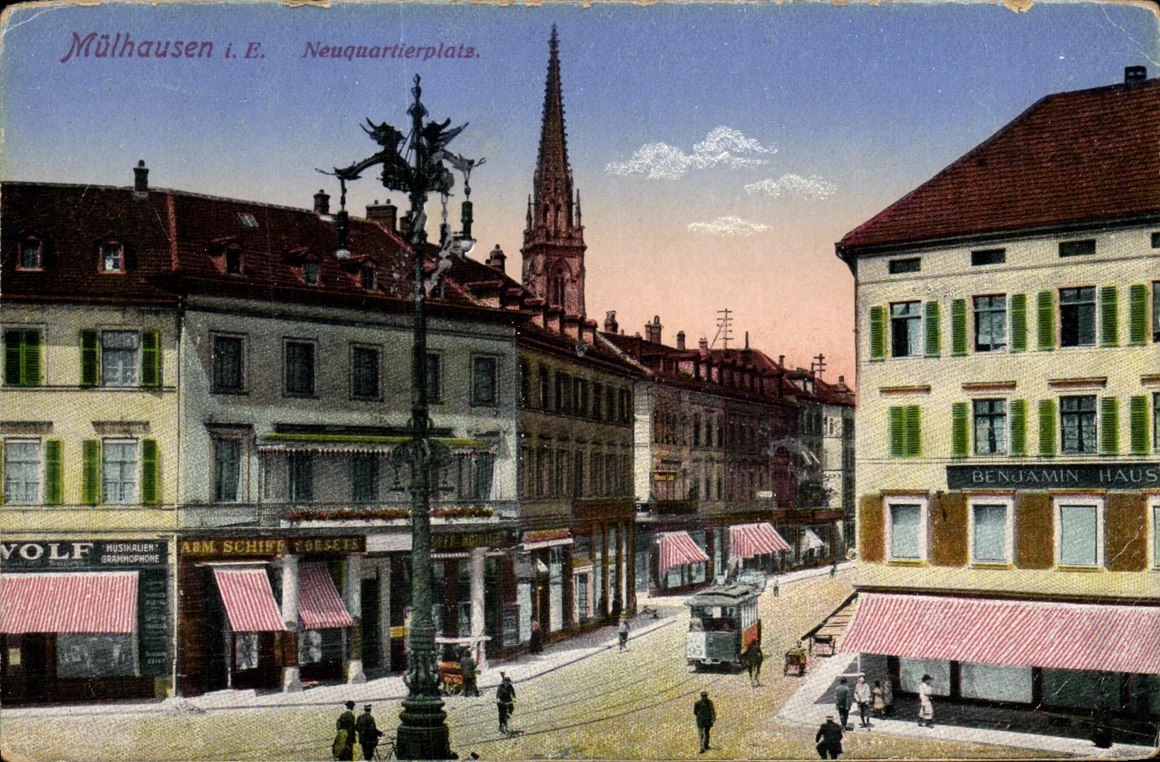 VINTAGE POSTCARD Mulhausen I E Neuquartierplatz