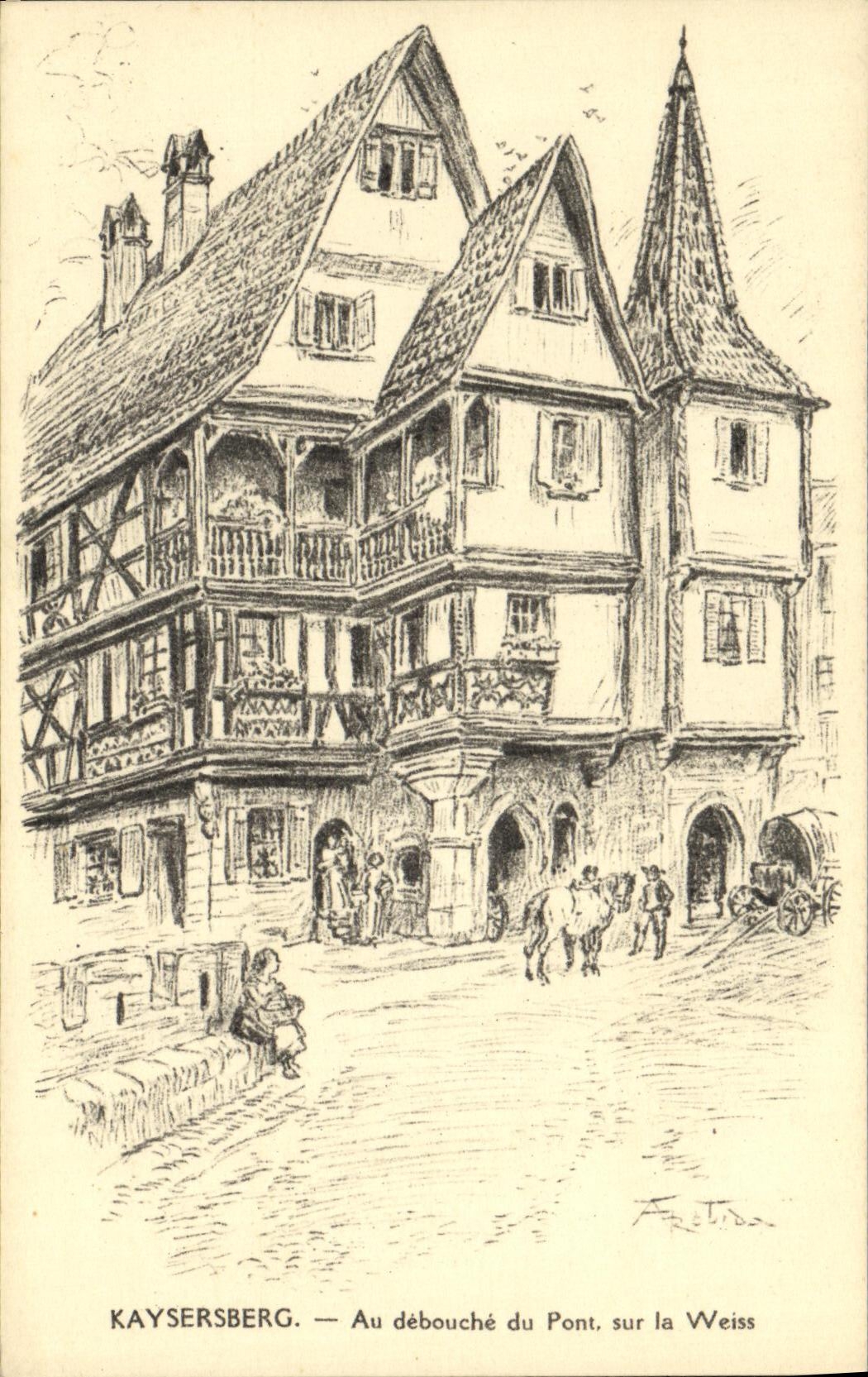 CPA Kaysersberg Au debouche du Pont sur la Weiss