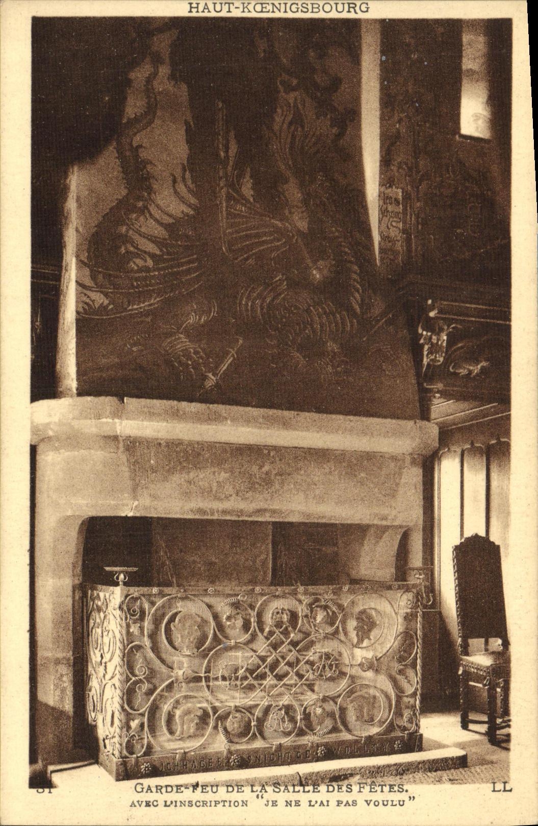 VINTAGE POSTCARD High Koenigsbourg Garde Fire of the Village hall With Dinscription I L Did not want