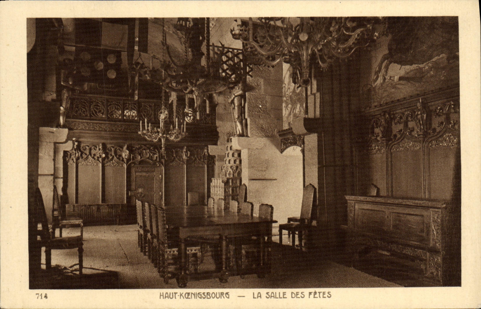 VINTAGE POSTCARD High Kœnigsbourg the Room of Fltes