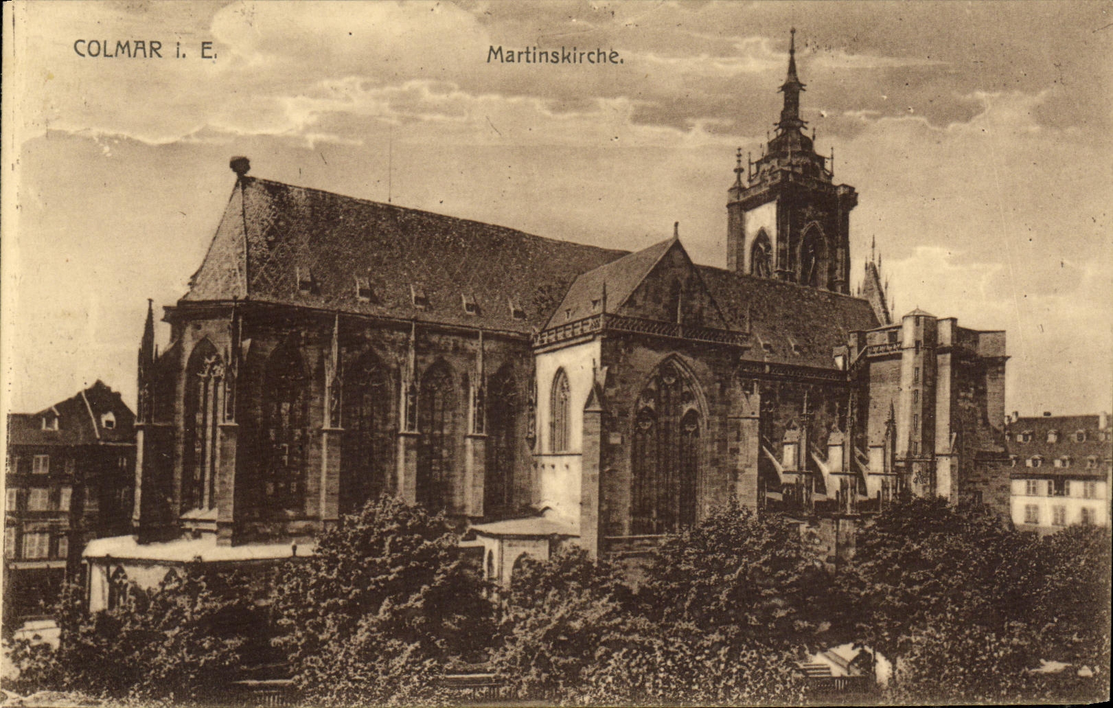 POSTAL Martinskirche Colmar de la VENDIMIA