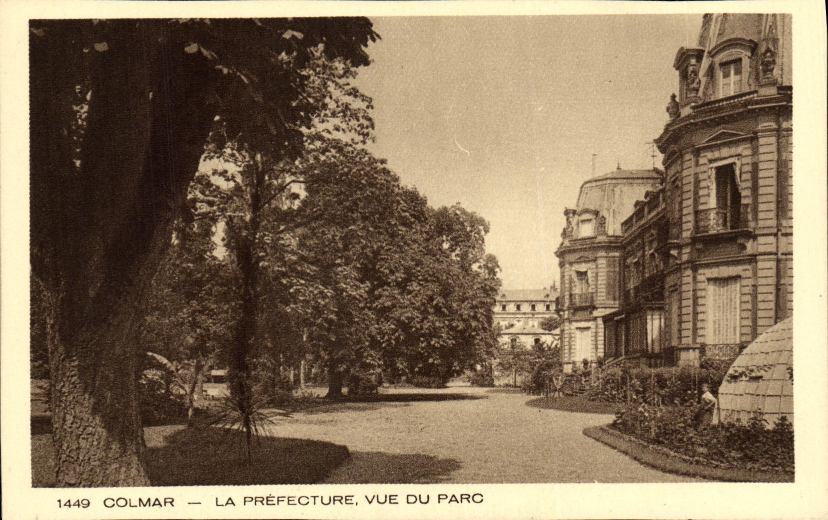 Prefectura de Colmar de la POSTAL de la VENDIMIA vista del parque