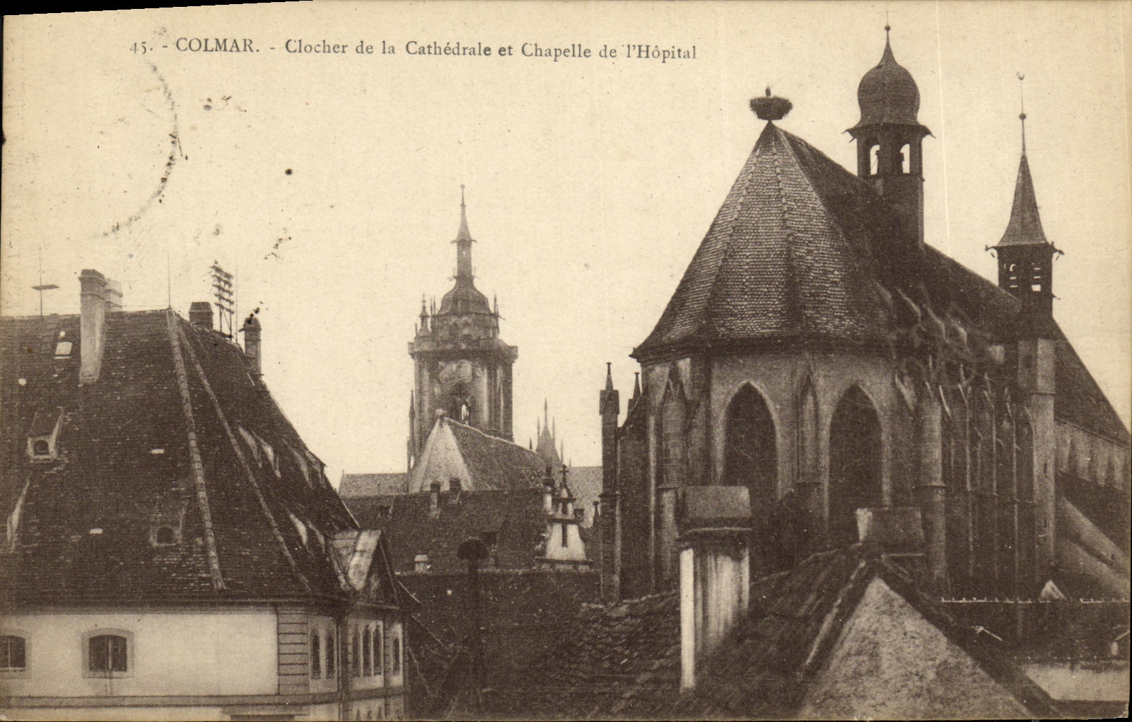 Campana torre de Colmar de la POSTAL de la VENDIMIA de la catedral y de la camara acorazada de L hospital