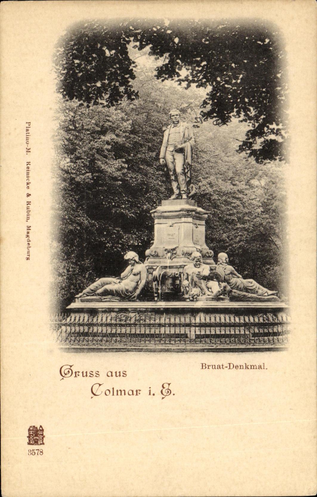 POSTAL Colmar Gruss Bruat Denkmal de la VENDIMIA