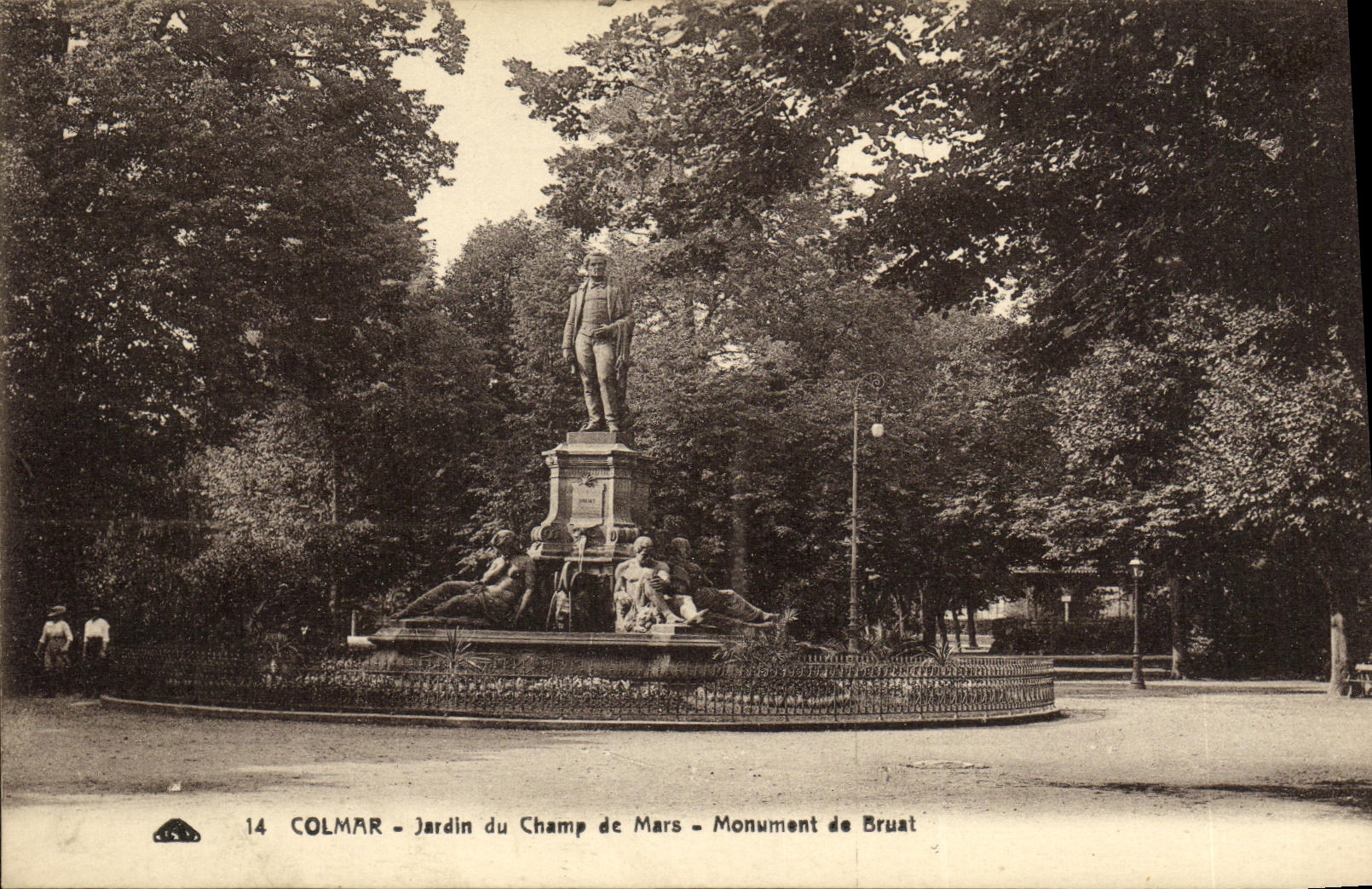 Jardin de Colmar de la POSTAL de la VENDIMIA del monumento del Champ de Mars de Brust
