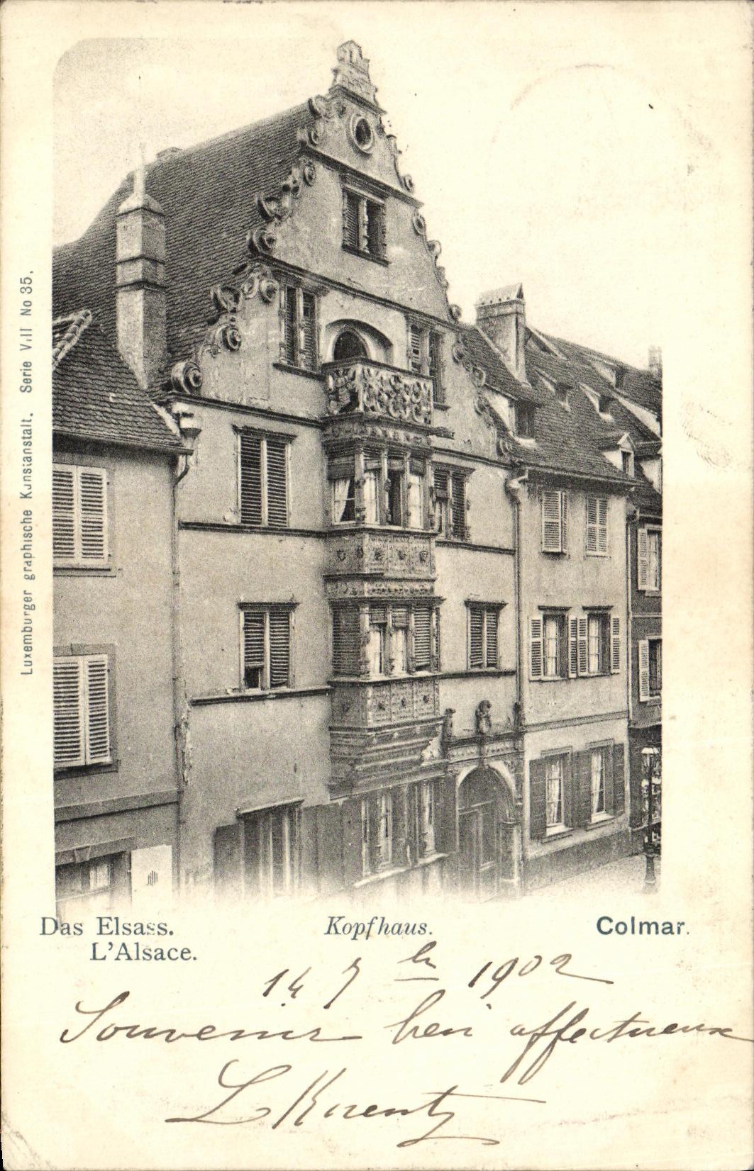 POSTAL Colmar Das Elsass L Alsacia Kopfhaus de la VENDIMIA