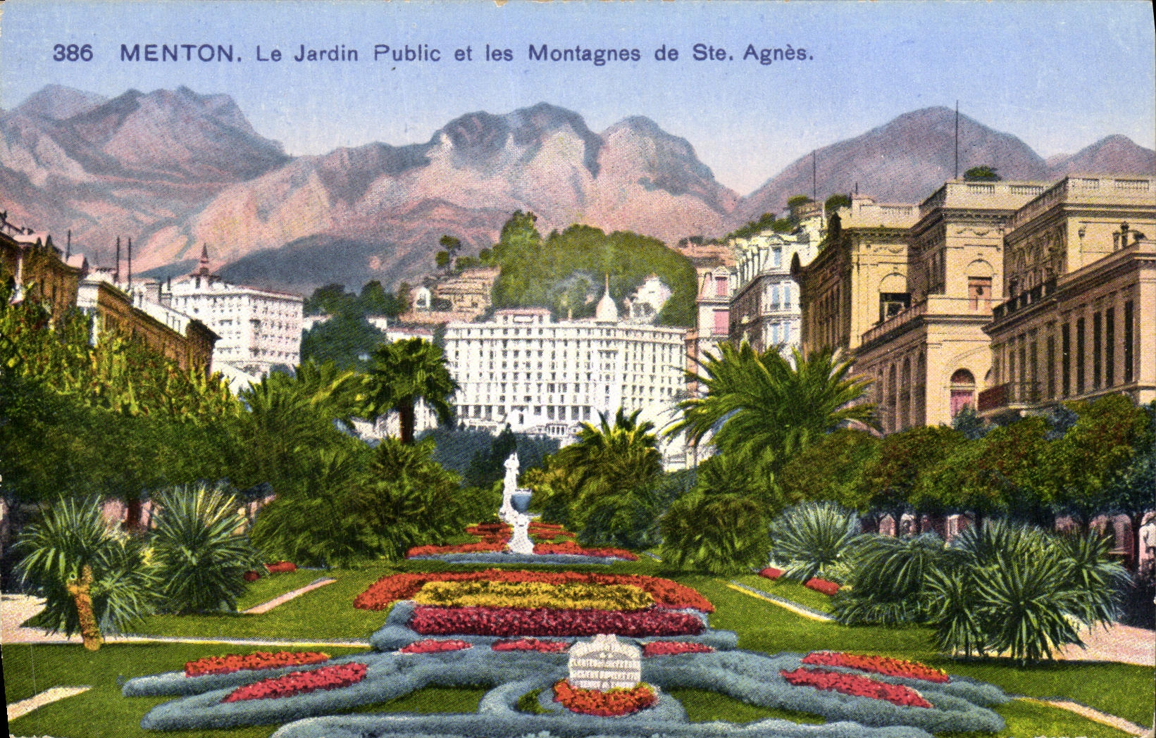CPA Menton Le Jardin Public et les Montagnes de Ste Agnes