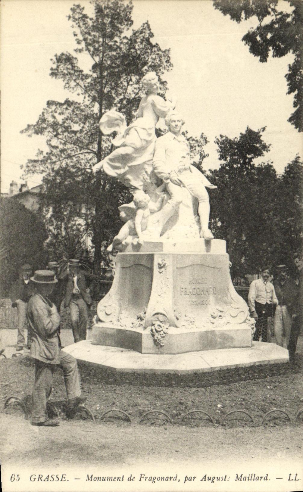 Monumento graso de la POSTAL de la VENDIMIA de Fragonard de Auguste Maillard
