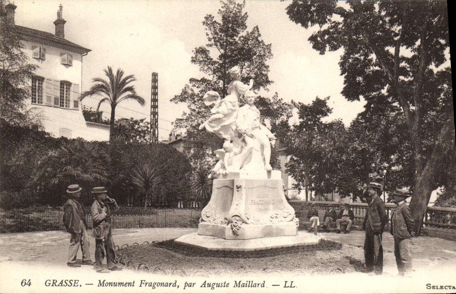 Monumento graso de Fragonard de la POSTAL de la VENDIMIA de Auguste Maillard