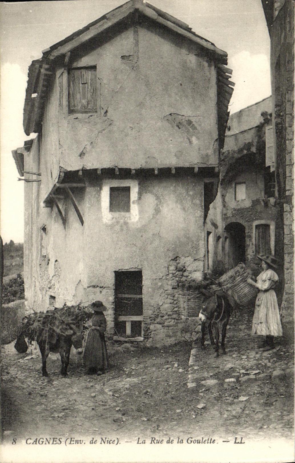 VINTAGE POSTCARD Cagnes the Street of Goulette Ass Mule