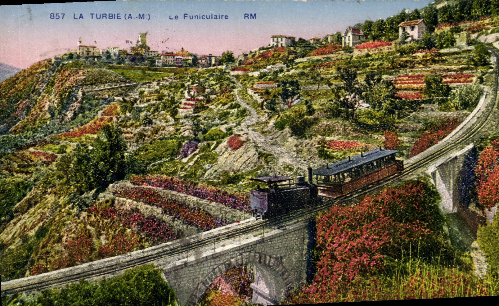 CPA La Turbie Le Funiculaire Train