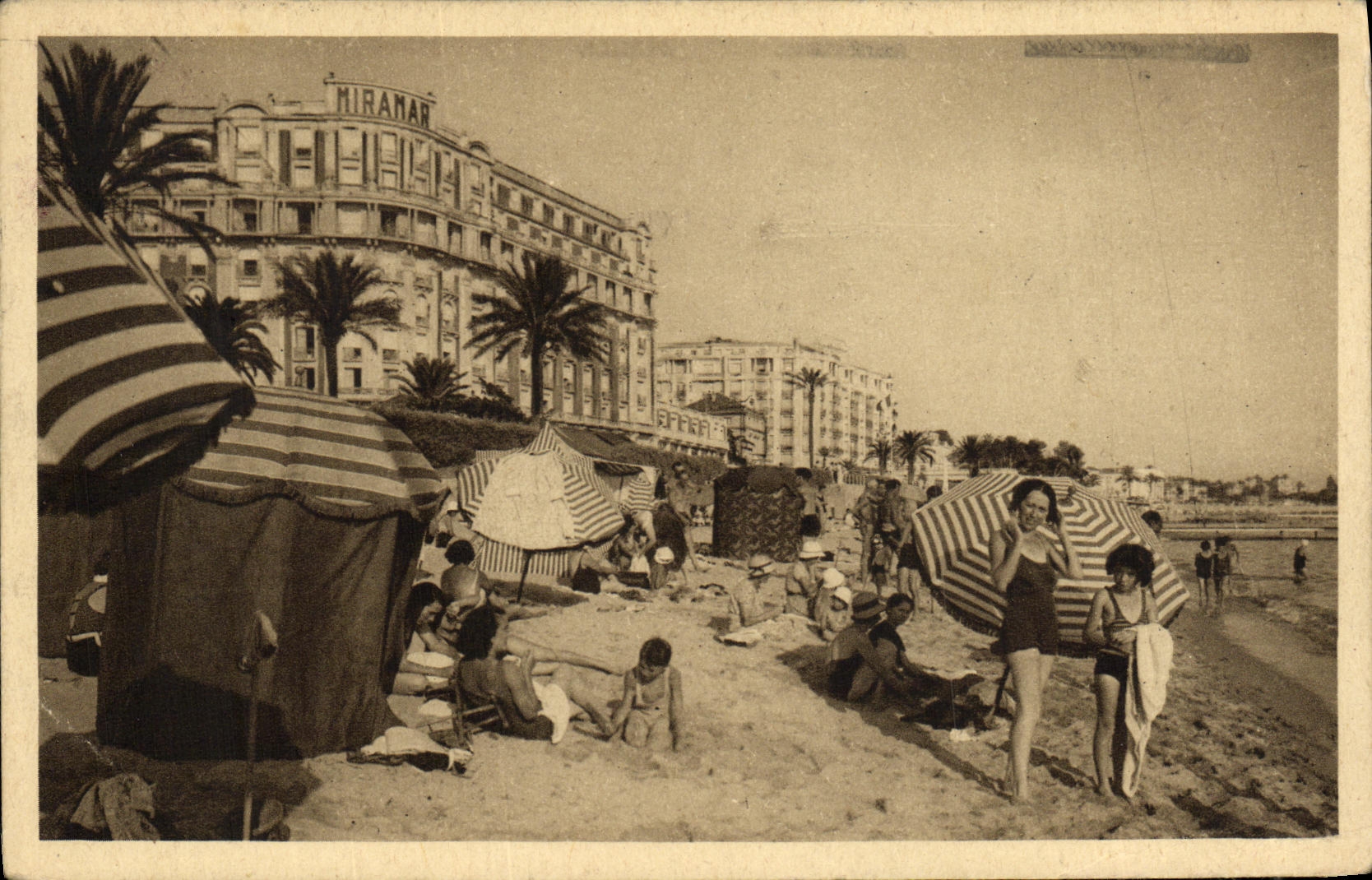 VINTAGE POSTCARD Cannes Miramar the Beach