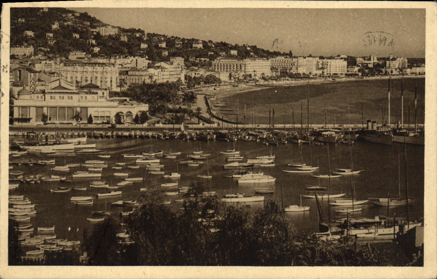 VINTAGE POSTCARD Cannes the Marina the Casino Boats