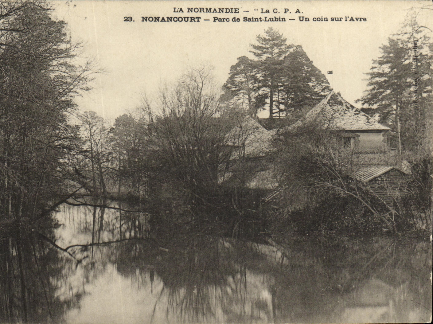 Parque de Nonancourt de la POSTAL de la VENDIMIA de Lubin Saint una esquina en L Avre
