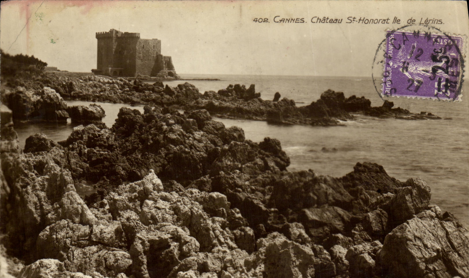 VINTAGE POSTCARD Cannes Castle St Honorat Island of Lerins