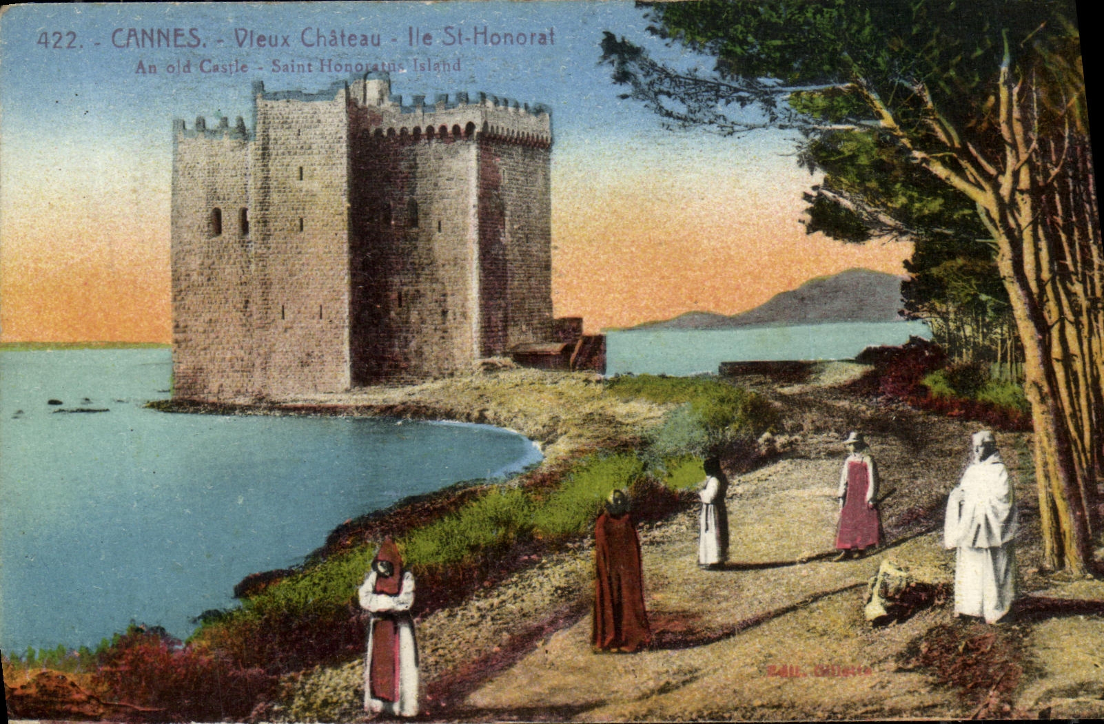 VINTAGE POSTCARD Cannes Old Castle Island Honoral Saint