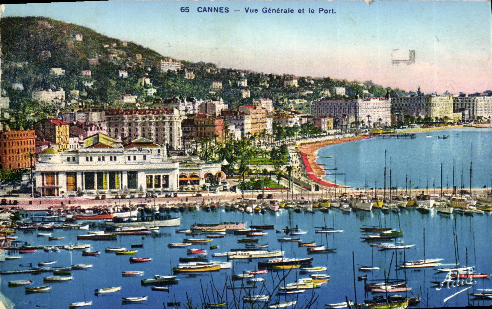 VINTAGE POSTCARD Cannes View and the Port