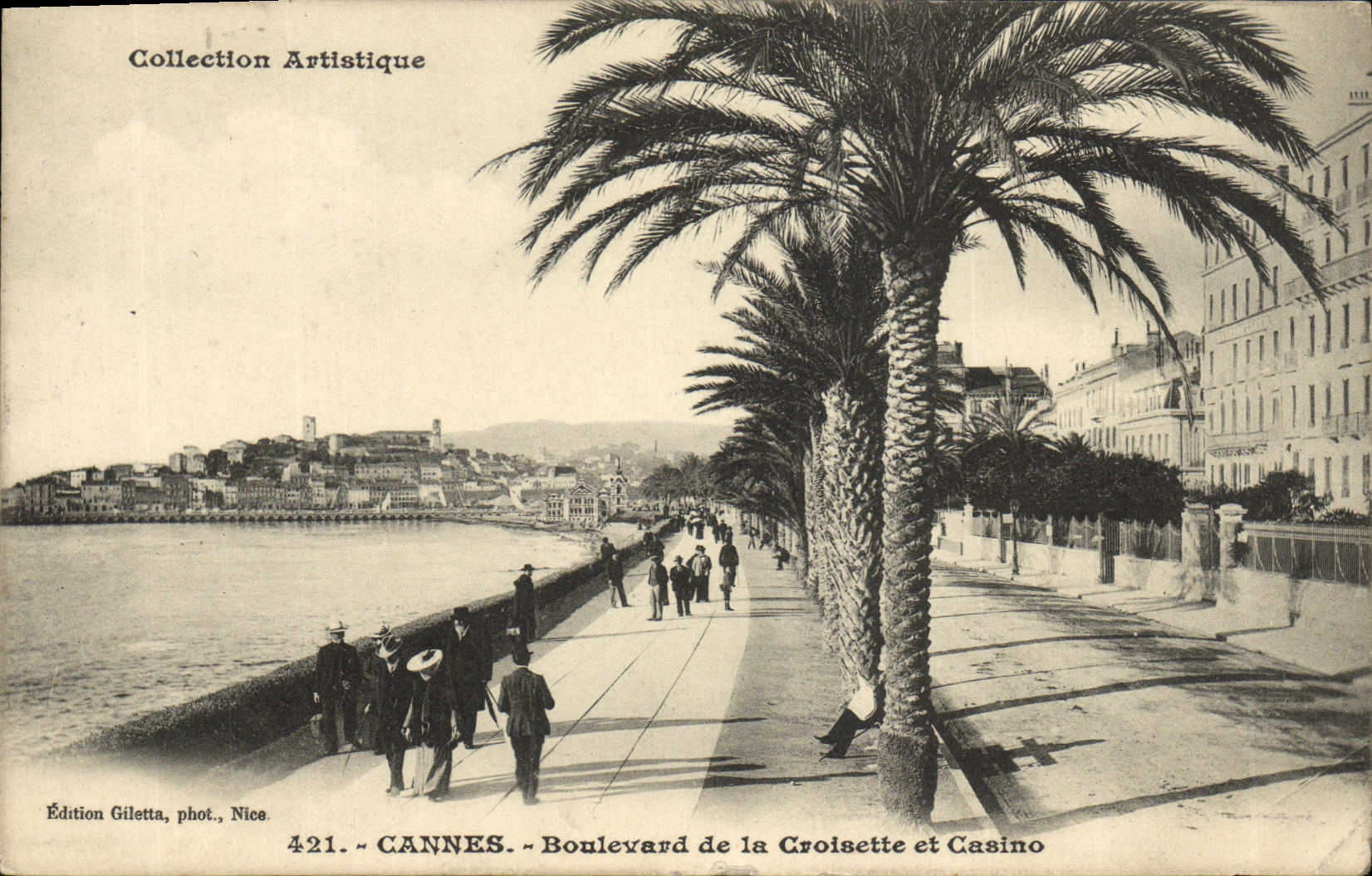 VINTAGE POSTCARD Cannes Boulevard of the Small cross and Casino