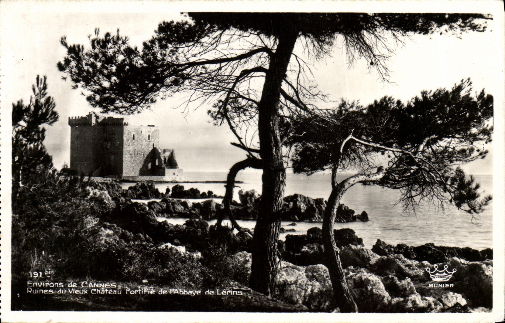 VINTAGE POSTCARD Cannes Ruins of the Old Portifie Castle of L Abbey of Lerins