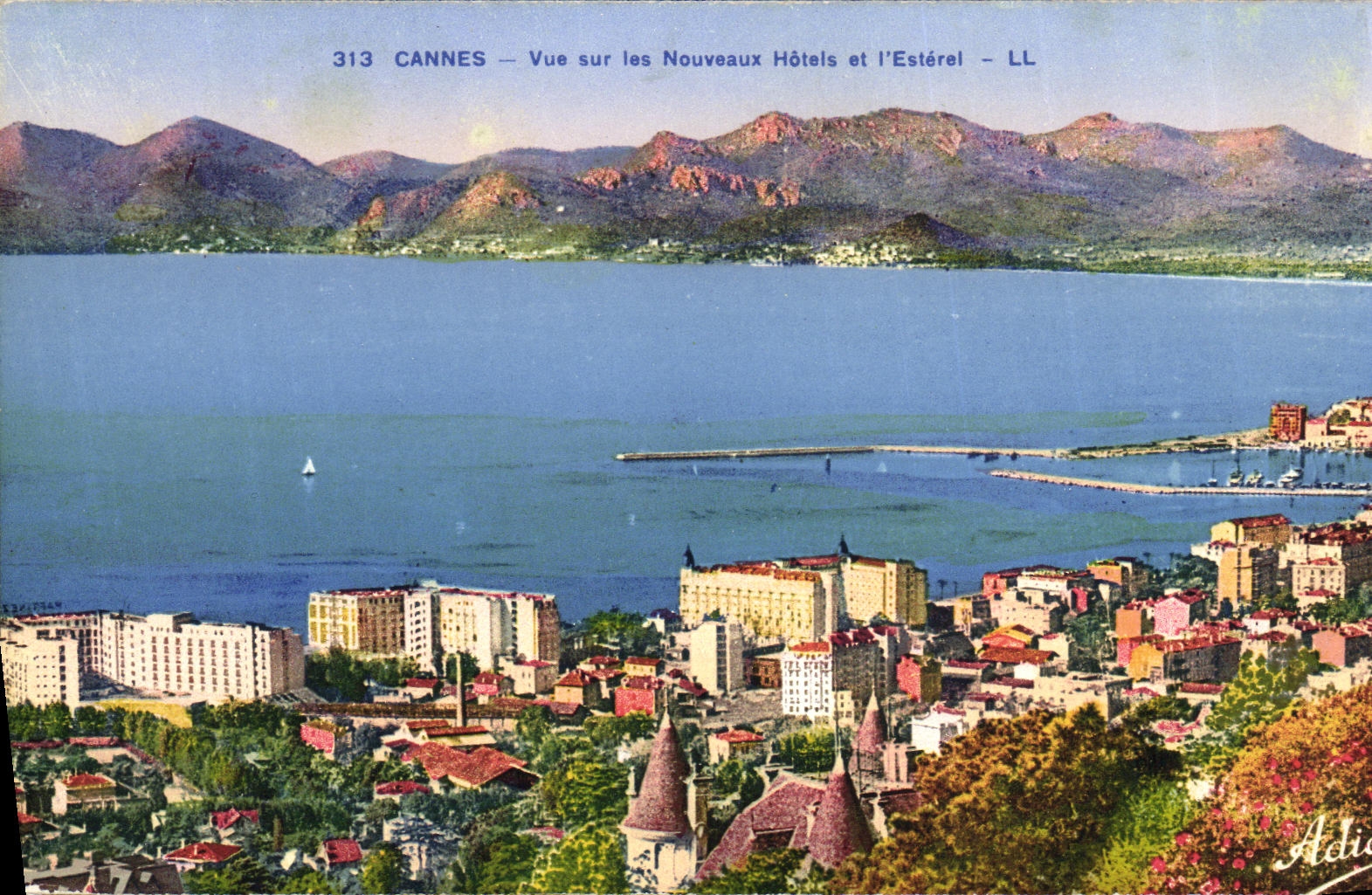 VINTAGE POSTCARD Cannes Seen on the New Hotels and L Esterel