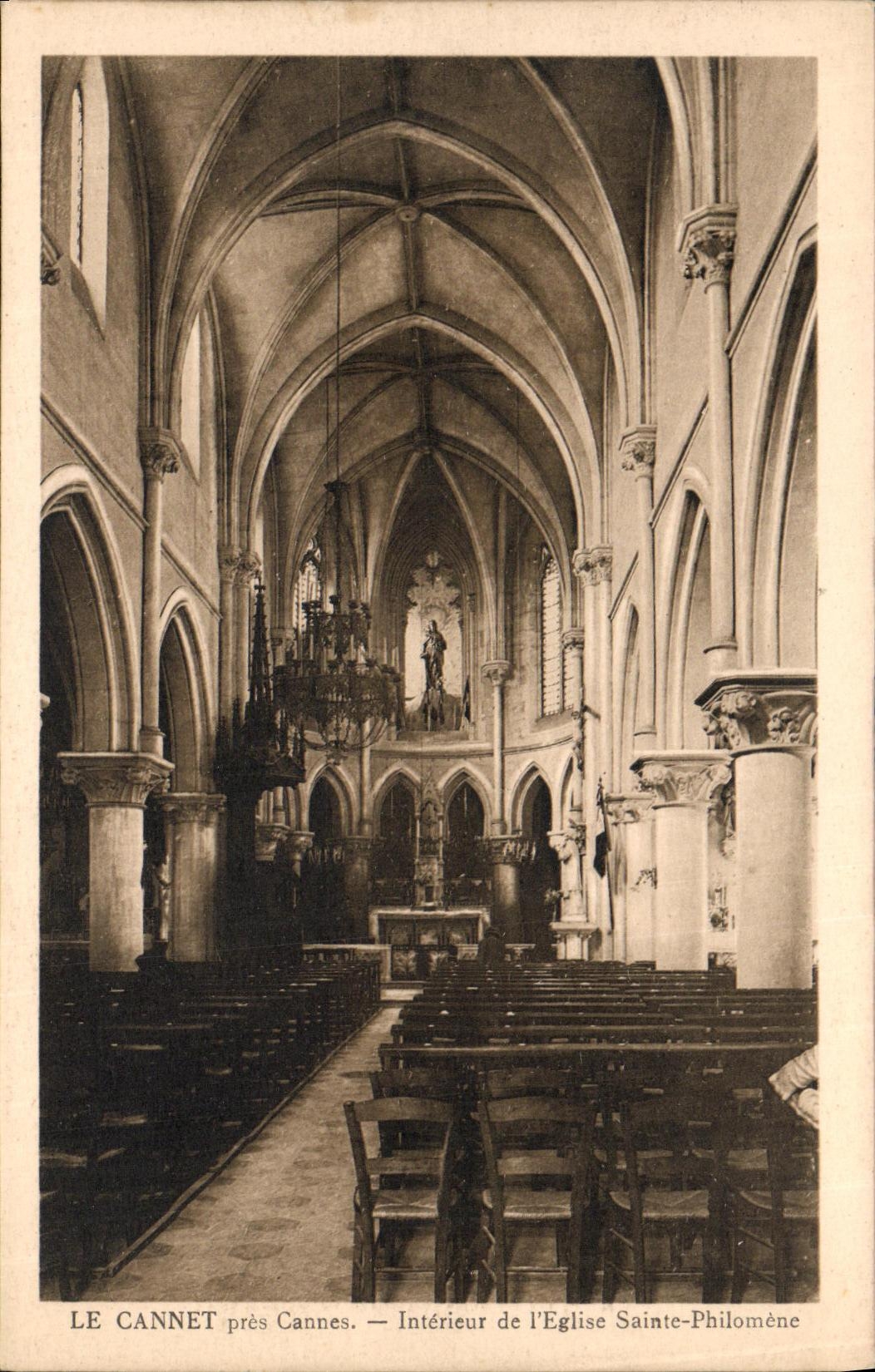 VINTAGE POSTCARD Cannes Taken Interior Casino of L Church Sainte Philomene