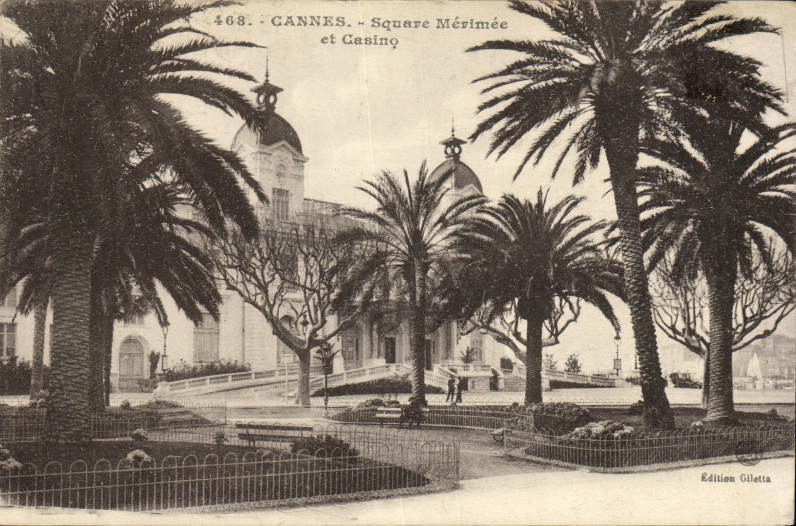 VINTAGE POSTCARD Cannes Merimee Public garden and casino