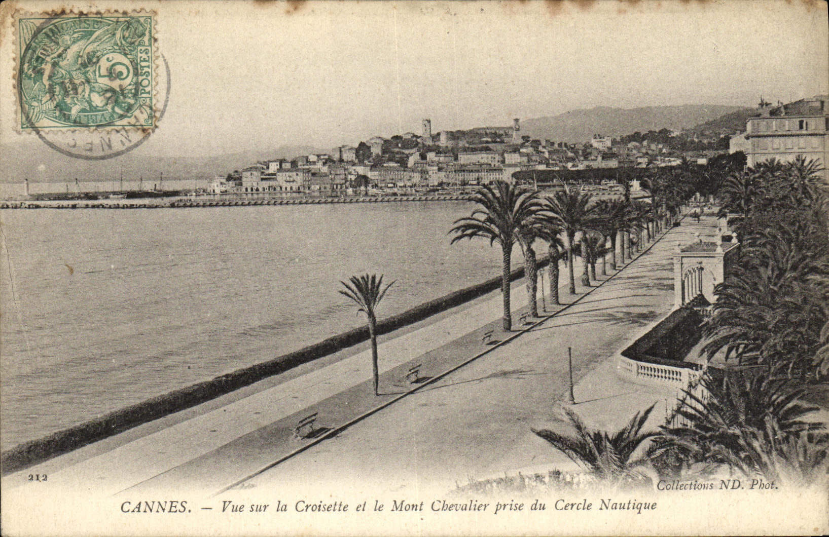 VINTAGE POSTCARD Cannes Seen on the Small cross and the Mount Knight taken of the Nautical Circle