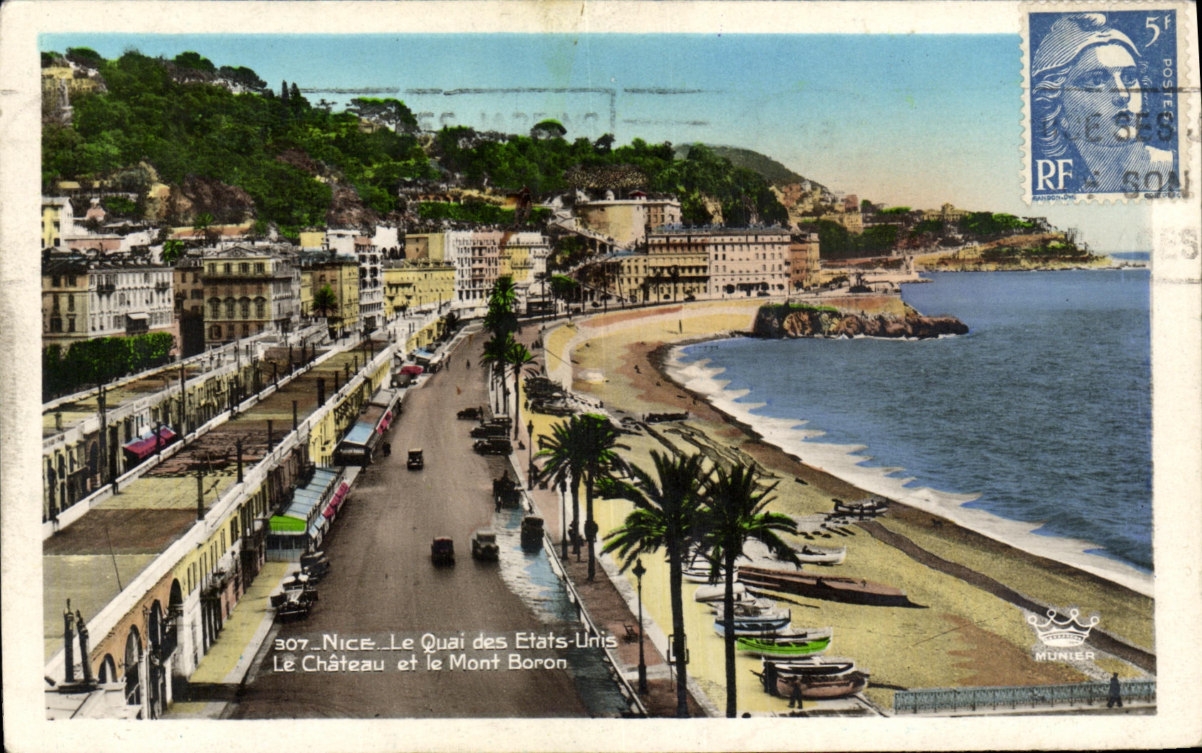 MODERN CARD Nice the Quay of the United States the Castle and the Boron Mount