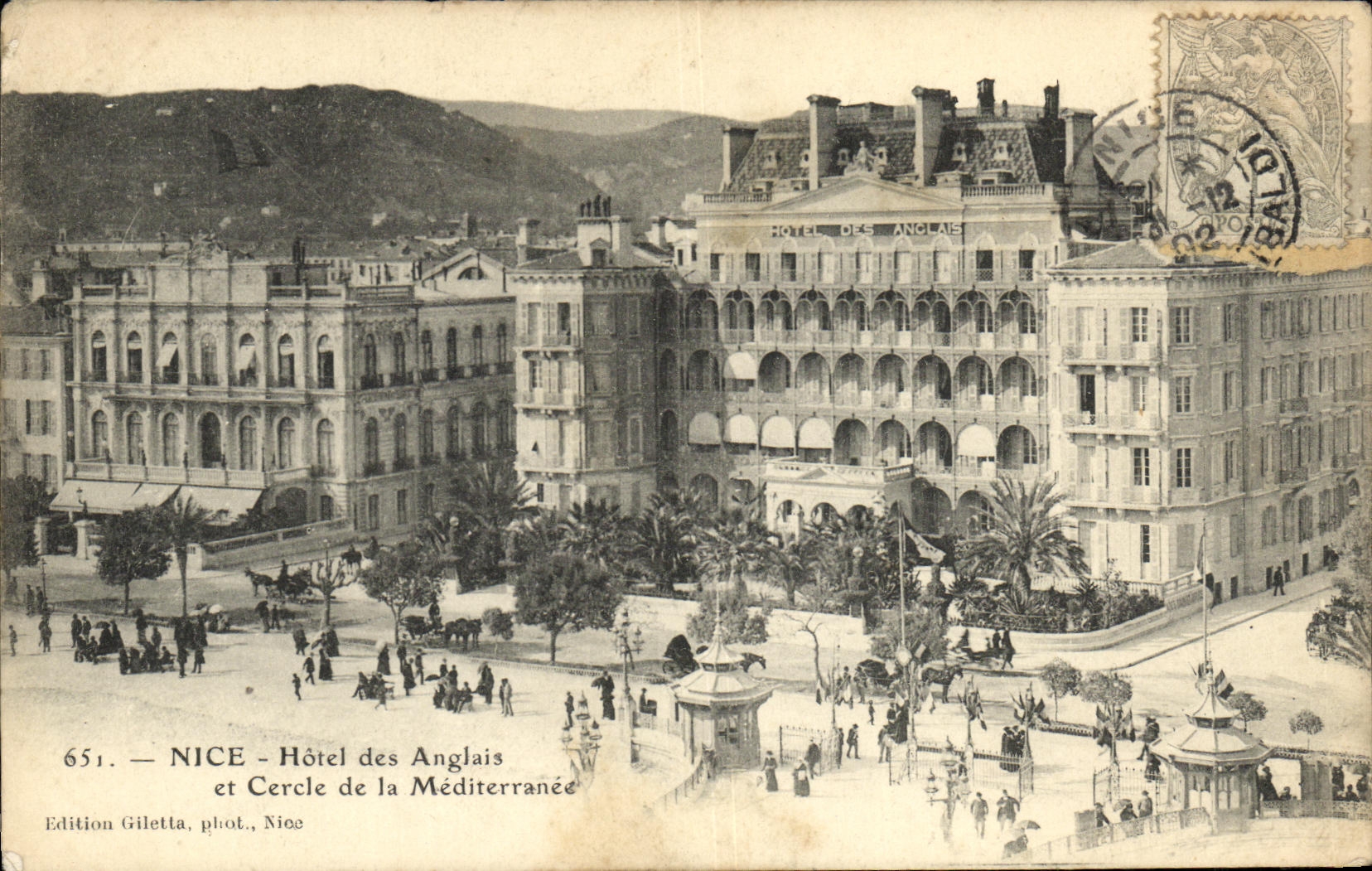 VINTAGE POSTCARD Nice Hotel of the English and Circle of the Mediterranean